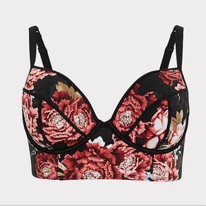Torrid BLACK FLORAL UNDERWIRE BIKINI TOP